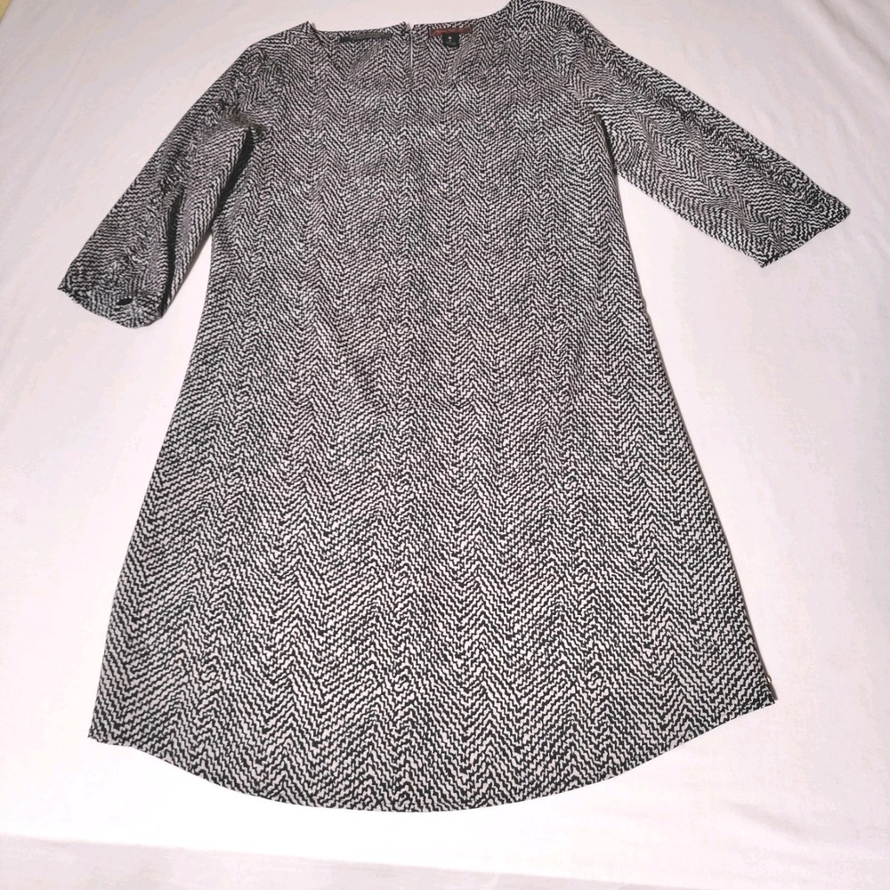 Maison Scotch Retro Black And White Ruffle Sleeve Shift Dress Tunic Sz 2
